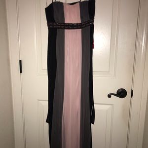 Long pink grey and black dress